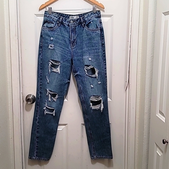 BOYFRIEND JUNIOR REFUGE DENIM RIPPED JEAN SIZE 7 - Picture 2 of 7
